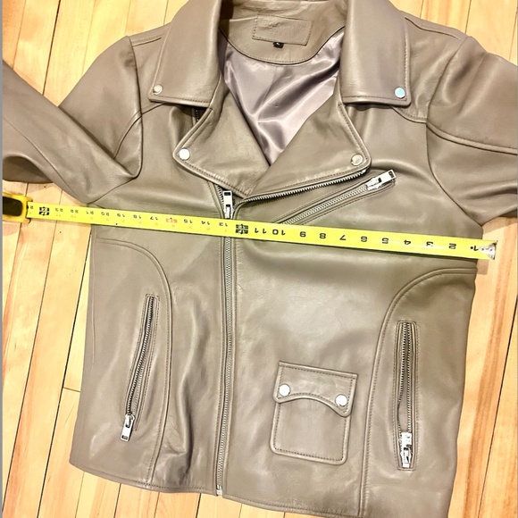 New Mens Bolongaro Trevor Olive Leather Moto Jacket L Sheep - Picture 8 of 9